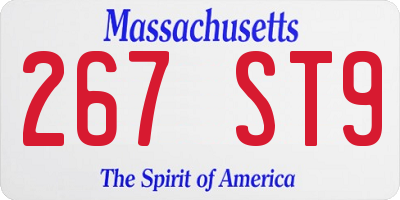 MA license plate 267ST9