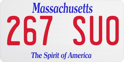 MA license plate 267SU0