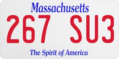 MA license plate 267SU3