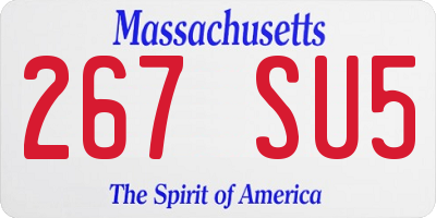 MA license plate 267SU5