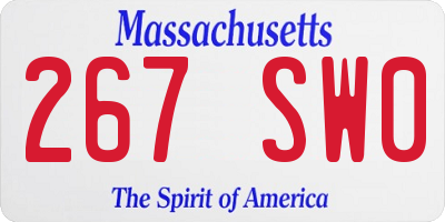 MA license plate 267SW0