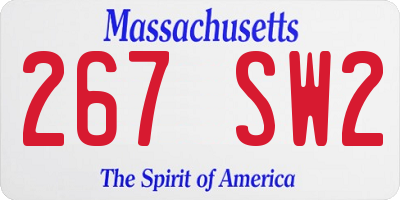 MA license plate 267SW2