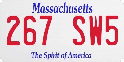 MA license plate 267SW5