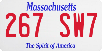 MA license plate 267SW7