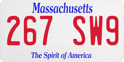 MA license plate 267SW9