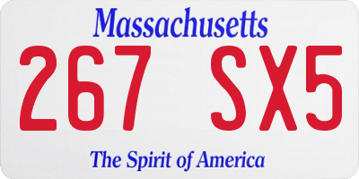 MA license plate 267SX5