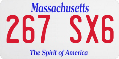 MA license plate 267SX6