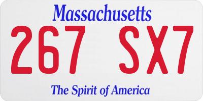 MA license plate 267SX7