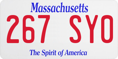 MA license plate 267SY0