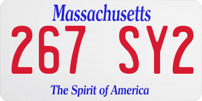 MA license plate 267SY2