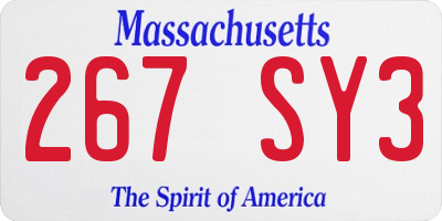 MA license plate 267SY3