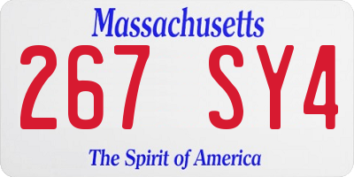 MA license plate 267SY4