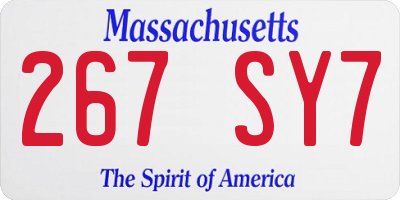 MA license plate 267SY7