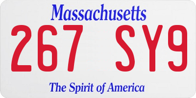 MA license plate 267SY9