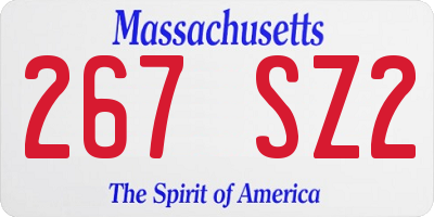 MA license plate 267SZ2