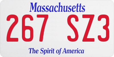 MA license plate 267SZ3