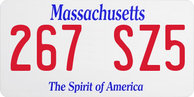 MA license plate 267SZ5