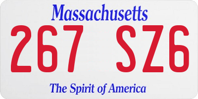 MA license plate 267SZ6