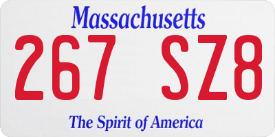 MA license plate 267SZ8