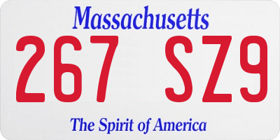 MA license plate 267SZ9