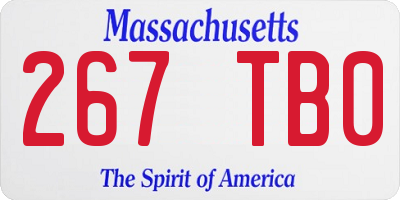 MA license plate 267TB0