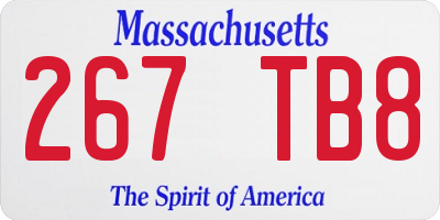 MA license plate 267TB8