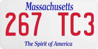 MA license plate 267TC3