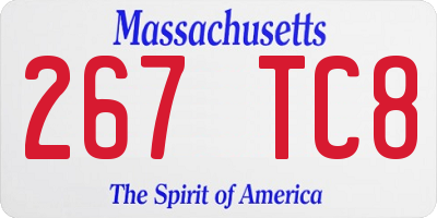 MA license plate 267TC8