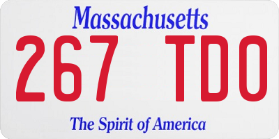 MA license plate 267TD0