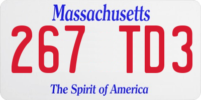 MA license plate 267TD3