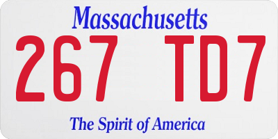MA license plate 267TD7