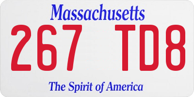 MA license plate 267TD8