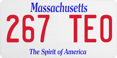 MA license plate 267TE0