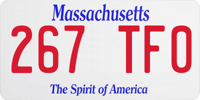 MA license plate 267TF0
