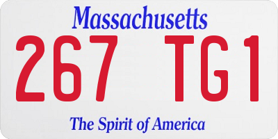 MA license plate 267TG1