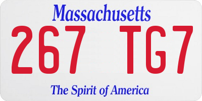 MA license plate 267TG7
