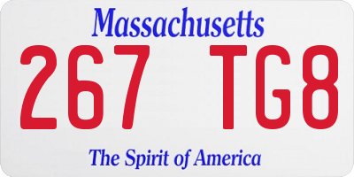 MA license plate 267TG8