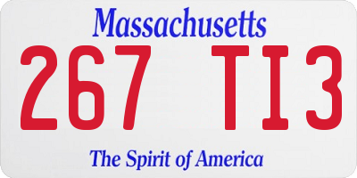 MA license plate 267TI3
