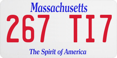 MA license plate 267TI7