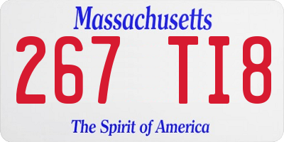 MA license plate 267TI8