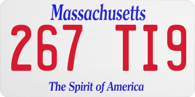 MA license plate 267TI9