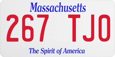 MA license plate 267TJ0