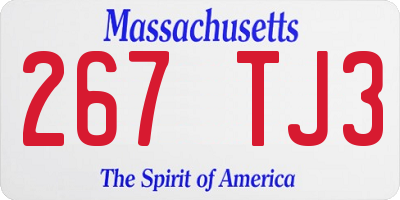 MA license plate 267TJ3