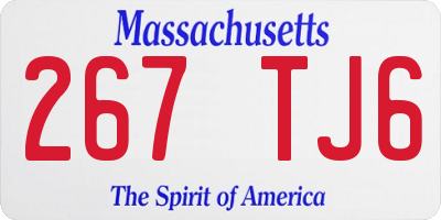 MA license plate 267TJ6