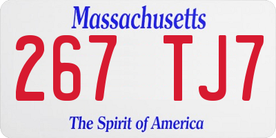 MA license plate 267TJ7