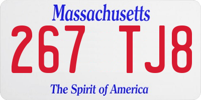 MA license plate 267TJ8