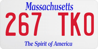 MA license plate 267TK0
