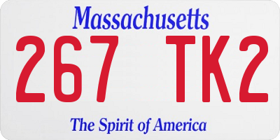 MA license plate 267TK2