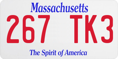 MA license plate 267TK3