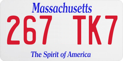 MA license plate 267TK7